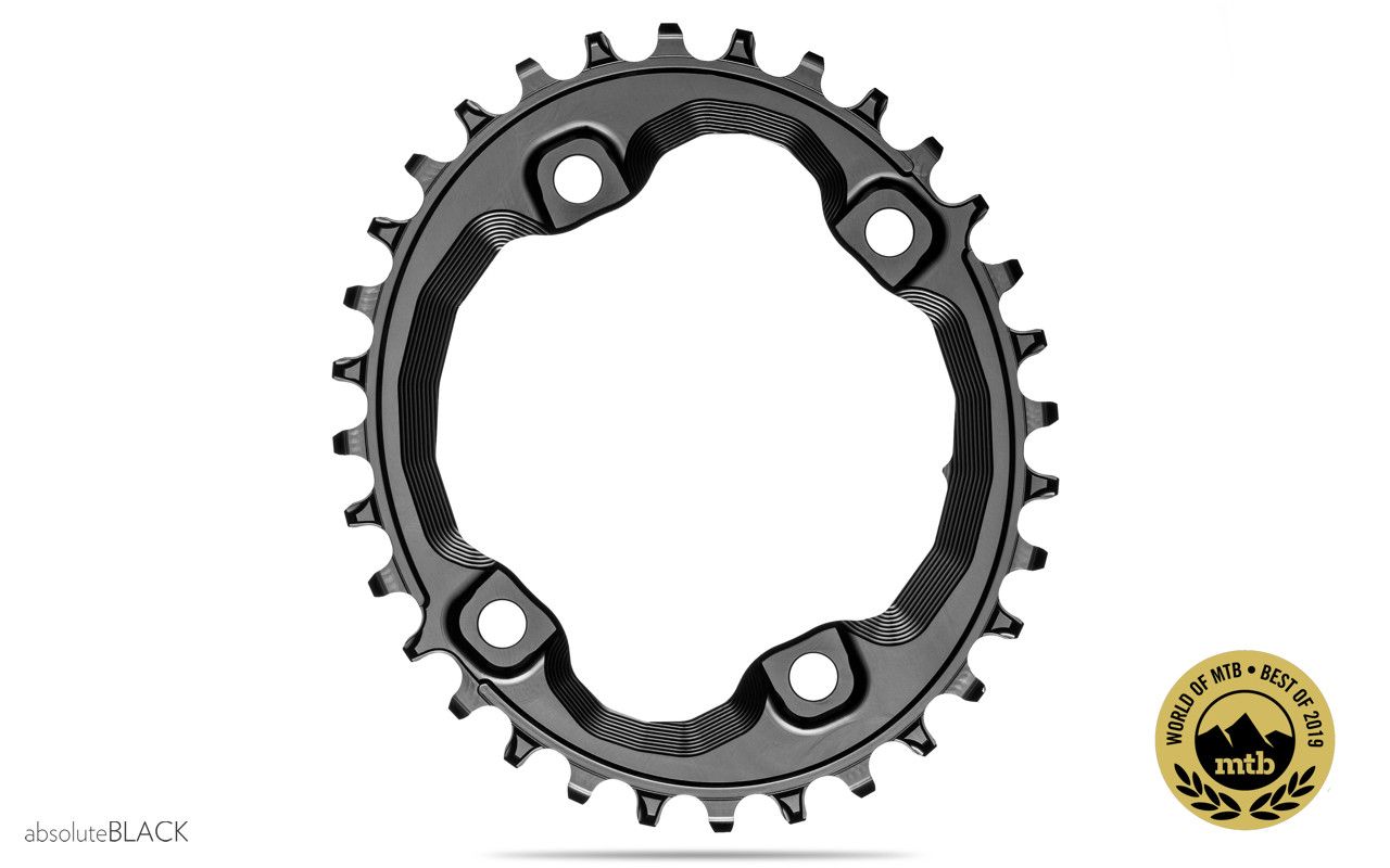 34t ABSOLUTE BLACK Shimano Oval Traction Chainring Black//96 BCD M8000 XT